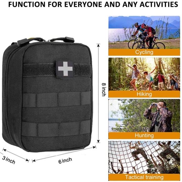 First Aid Pouch Empty Small, Tactical Molle EMT Pouch Compact (Black) - Picture 8 of 8